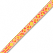 BY31® Lint met tekst "Good vibes" Yellow-light pink-coral red-gold