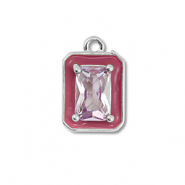 Brass TQ metaal bedels rechthoek Silver-purple