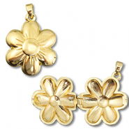 Eco-brass® metaal medaillon bedels bloem Gold