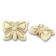 Acryl kralen vlinder Off white-gold