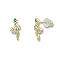 Brass TQ metaal oorbellen / oorstekers slang Gold-green