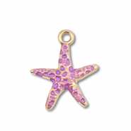Bedels metaal enamel zeester Gold-purple