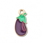 Bedels metaal enamel aubergine Gold-dark purple-green