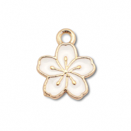Bedels metaal enamel bloem Gold-white