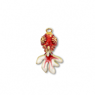 Eco-brass® metaal bedels vis Gold-red-white