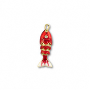 Eco-brass® metaal bedels vis Gold-red-white