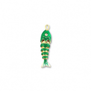 Eco-brass® metaal bedels vis Gold-green-white