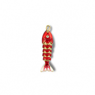 Eco-brass® metaal bedels vis Gold-red-white