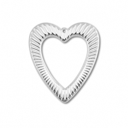Roestvrij stalen (RVS) Stainless steel bedels hart Silver