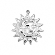 Roestvrij stalen (RVS) Stainless steel bedels maan & zon Silver