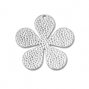 Roestvrij stalen (RVS) Stainless steel bedels bloem Silver