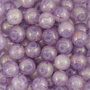 6 mm glaskralen met glitters Purple-gold