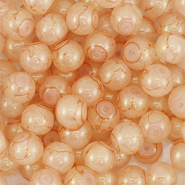 6 mm glaskralen met glitters Coral orange-gold