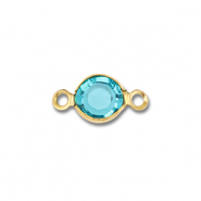 Roestvrij stalen (RVS) stainless steel onderdelen tussenstuk rond Gold-aquamarine blue