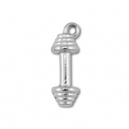 Roestvrij stalen (RVS) Stainless steel bedels dumbell Silver