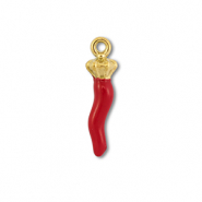 Roestvrij stalen (RVS) Stainless steel bedels peper Gold-red