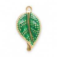 Roestvrij stalen (RVS) Stainless steel bedels blad Gold-green