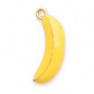 Roestvrij stalen (RVS) Stainless steel bedels banaan Gold-yellow