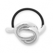 Haaraccessoires haarelastiek met metaal knoop Silver-black