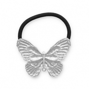 Haaraccessoires haarelastiek met metaal vlinder Silver-black