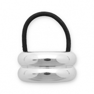 Haaraccessoires haarelastiek met metaal Silver-black