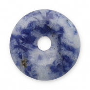 Natuursteen hangers sodaliet en microklien donut 16mm Blue-white