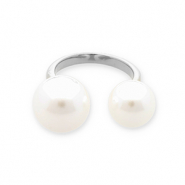 Roestvrij stalen (RVS) Stainless steel ringen parels Silver-white