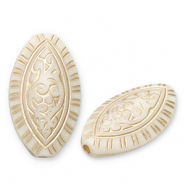 Acryl kralen ovaal Off white-gold