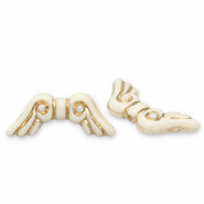 Acryl kralen angel wings Off white-gold