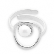 Roestvrij stalen (RVS) Stainless steel ringen parels Silver-white