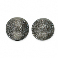 12 mm acryl kralen met glitter Black-silver