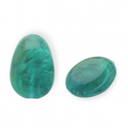 Acryl kralen ei-vormig Teal green-white