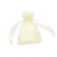 Sieraad zakje satijn met strass Vanilla yellow-silver