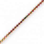 Hematite kralen hexagon Pink-yellow-AB coating