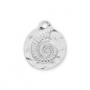 Bedels metaal rond met zeeschelp Silver