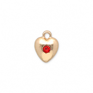 Bedels metaal hart met strass Gold-red