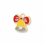 Bedels metaal kerstklok Gold-yellow-red-grey