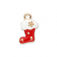 Bedels metaal kerstsok Gold-red-white