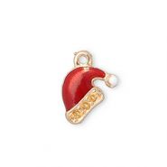 Bedels metaal kerstmuts Gold-red-white