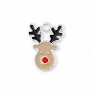 Bedels metaal rendier Silver-light brown-black-red