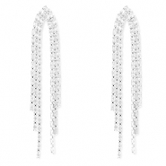 Eco-brass® metaal oorbellen / oorstekers met zirkonia Silver-crystal