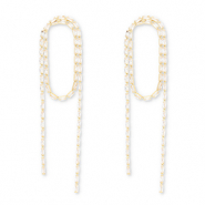 Eco-brass® metaal oorbellen / oorstekers met zirkonia Gold-crystal