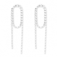 Eco-brass® metaal oorbellen / oorstekers met zirkonia Silver-crystal