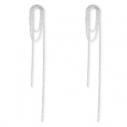 Eco-brass® metaal oorbellen / oorstekers met strass Silver-crystal