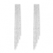Eco-brass® metaal oorbellen / oorstekers met strass Silver-crystal
