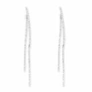 Eco-brass® metaal oorbellen / oorstekers met strass Silver-crystal