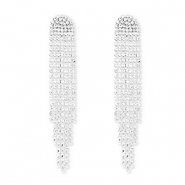 Eco-brass® metaal oorbellen / oorstekers met strass Silver-crystal