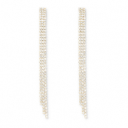 Eco-brass® metaal oorbellen / oorstekers met strass Gold-crystal