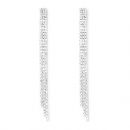 Eco-brass® metaal oorbellen / oorstekers met strass Silver-crystal