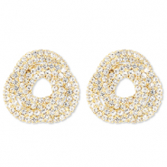 Eco-brass® metaal oorbellen / oorstekers met strass Gold-crystal